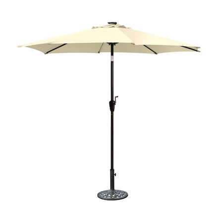 Propation 9 ft. Aluminum Umbrella with Crank & Solar Guide Tubes - Brown Pole & Tan Fabric PR1081269